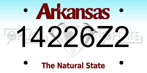 14226Z2 Arkansas License Plate