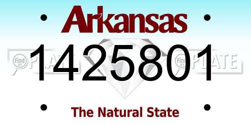 1425801 Arkansas License Plate