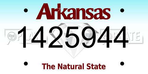 1425944 Arkansas License Plate