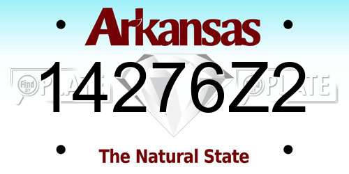 14276Z2 Arkansas License Plate