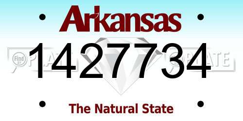 1427734 Arkansas License Plate