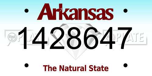 1428647 Arkansas License Plate