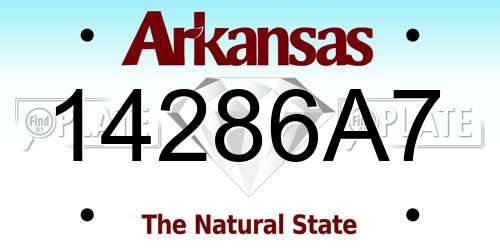 14286A7 Arkansas License Plate