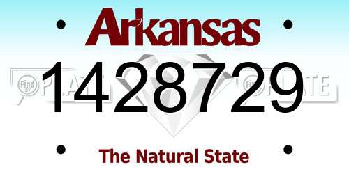 1428729 Arkansas License Plate