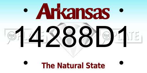 14288D1 Arkansas License Plate
