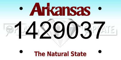 1429037 Arkansas License Plate