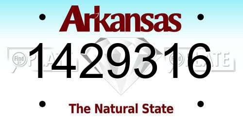 1429316 Arkansas License Plate
