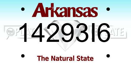 14293I6 Arkansas License Plate