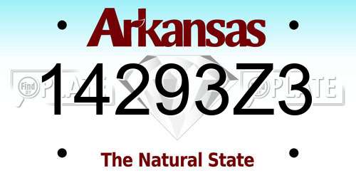 14293Z3 Arkansas License Plate