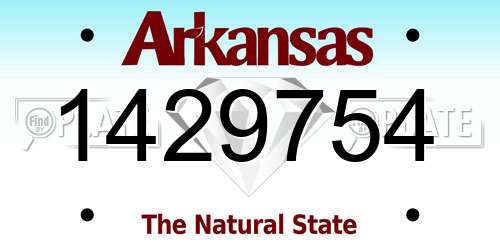 1429754 Arkansas License Plate