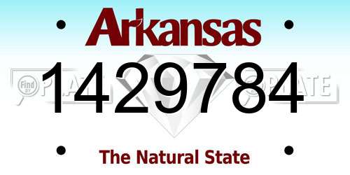 1429784 Arkansas License Plate
