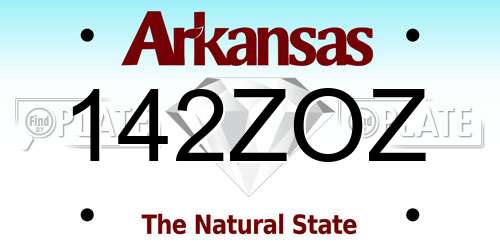 142ZOZ Arkansas License Plate
