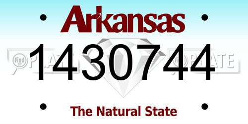 1430744 Arkansas License Plate