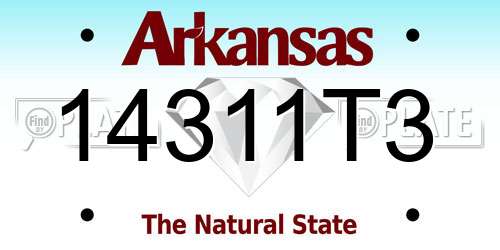 14311T3 Arkansas License Plate