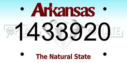 1433920 Arkansas License Plate