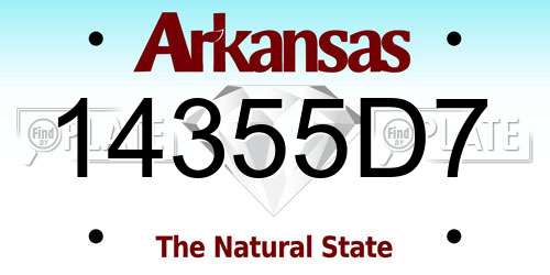 14355D7 Arkansas License Plate