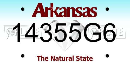 14355G6 Arkansas License Plate