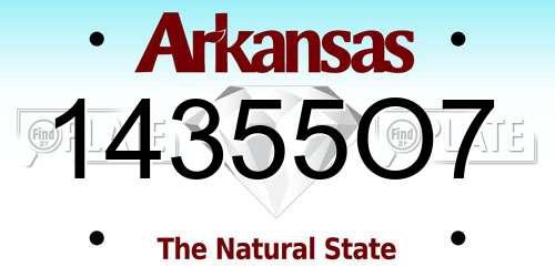 14355O7 Arkansas License Plate