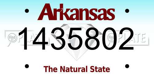 1435802 Arkansas License Plate