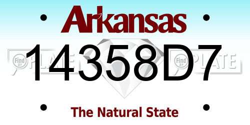 14358D7 Arkansas License Plate