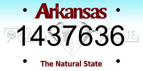 1437636 Arkansas License Plate