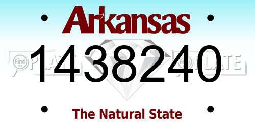 1438240 Arkansas License Plate