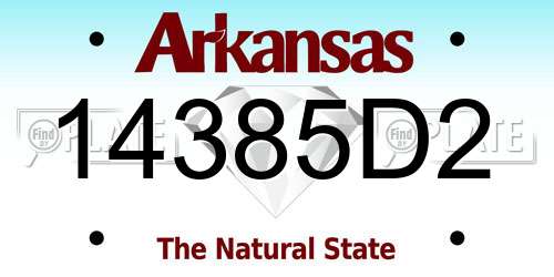 14385D2 Arkansas License Plate