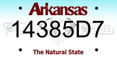 14385D7 Arkansas License Plate