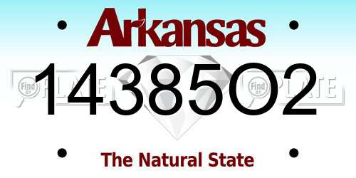 14385O2 Arkansas License Plate