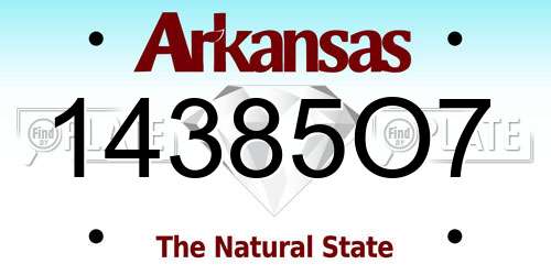14385O7 Arkansas License Plate