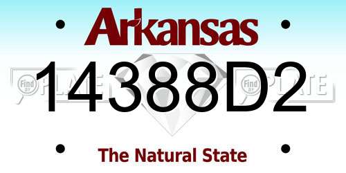 14388D2 Arkansas License Plate