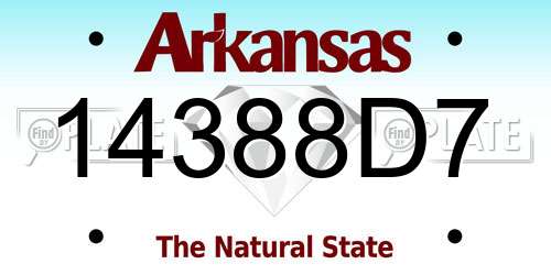 14388D7 Arkansas License Plate