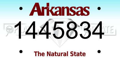 1445834 Arkansas License Plate