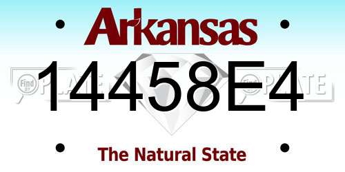 14458E4 Arkansas License Plate