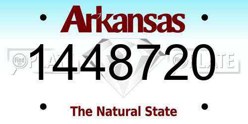 1448720 Arkansas License Plate