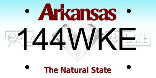 144WKE Arkansas License Plate