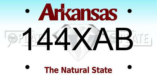 144XAB Arkansas License Plate