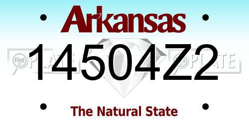 14504Z2 Arkansas License Plate