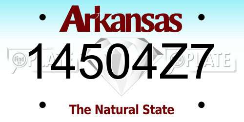 14504Z7 Arkansas License Plate