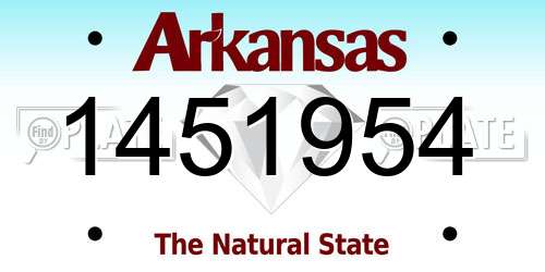 1451954 Arkansas License Plate