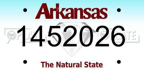 1452026 Arkansas License Plate