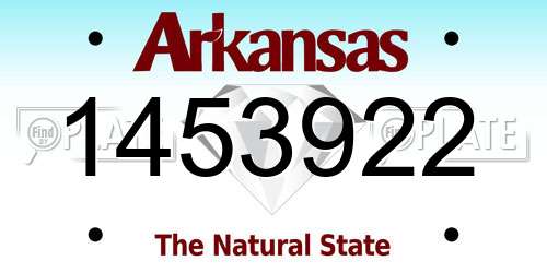 1453922 Arkansas License Plate