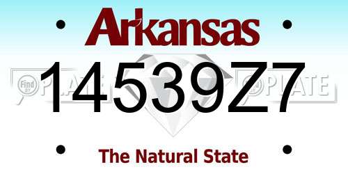 14539Z7 Arkansas License Plate