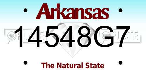 14548G7 Arkansas License Plate