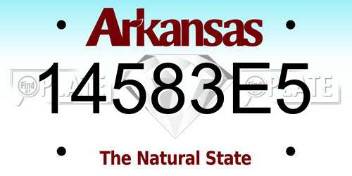 14583E5 Arkansas License Plate