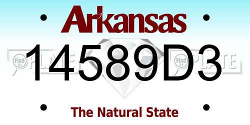14589D3 Arkansas License Plate