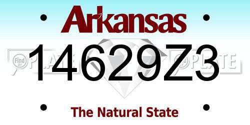 14629Z3 Arkansas License Plate