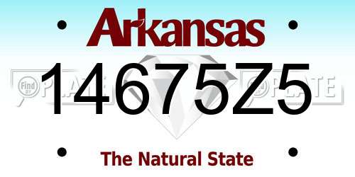 14675Z5 Arkansas License Plate