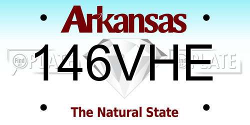 146VHE Arkansas License Plate