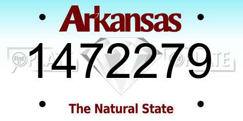 1472279 Arkansas License Plate